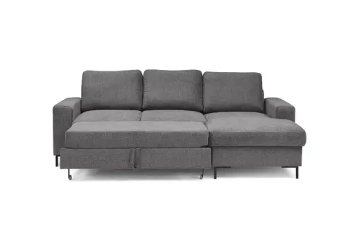 Ecksofa - 2-Sitzer mit Longchair rechts, Stoff, Anthrazit