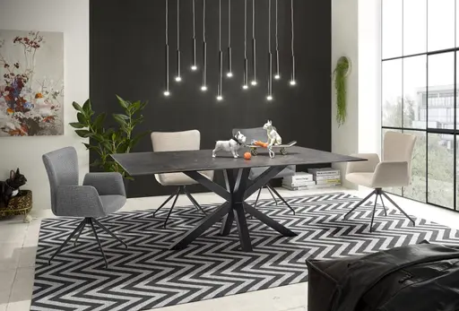 Esstisch ABBIGAIL - LB ca. 160x90 cm, Schwarz