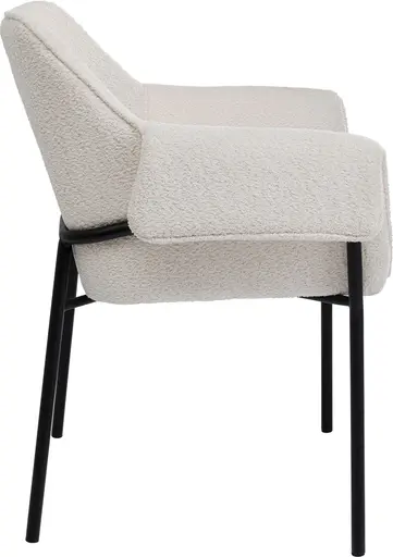 Armlehnstuhl- Stoff, Creme, Metall, Schwarz
