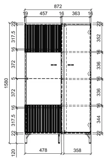 Vitrine - B ca. 87 cm, Schwarz
