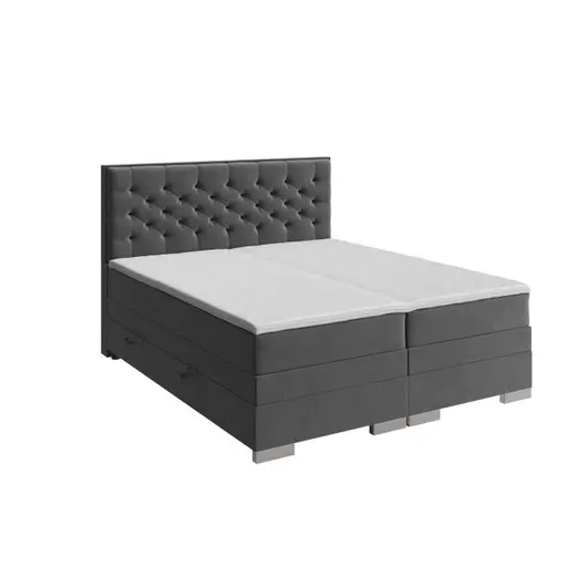 Boxspringbett- Liegefläche ca. 180x200 cm, Stoff, Dunkelgrau