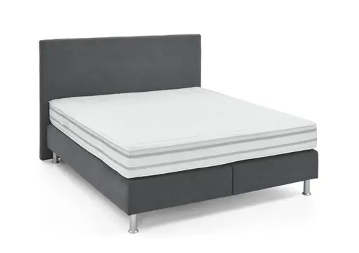 Boxspringbett - Liegefläche ca. 180x200 cm, Stoff, Anthrazit