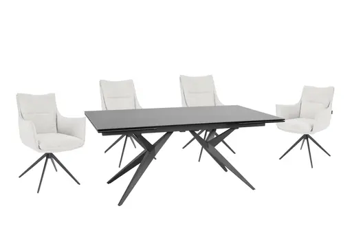 Stuhl MANDY - drehbar, Stoff, Silbergrau