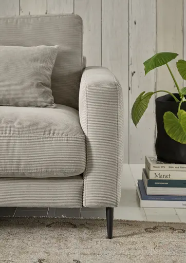 Ecksofa - Longchair links mit 1,5-Sitzer, Stoff, Sand