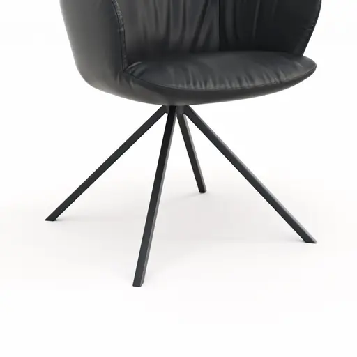 Armlehnstuhl Pegara - Leder, Schwarz