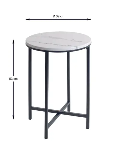 Beistelltisch - Ø/H ca. 39x53 cm, Marmoroptik, Anthrazit