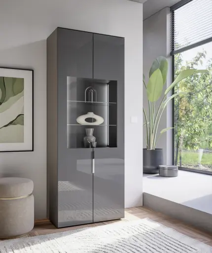 Vitrine- inkl. LED-Beleuchtung, Anthrazit