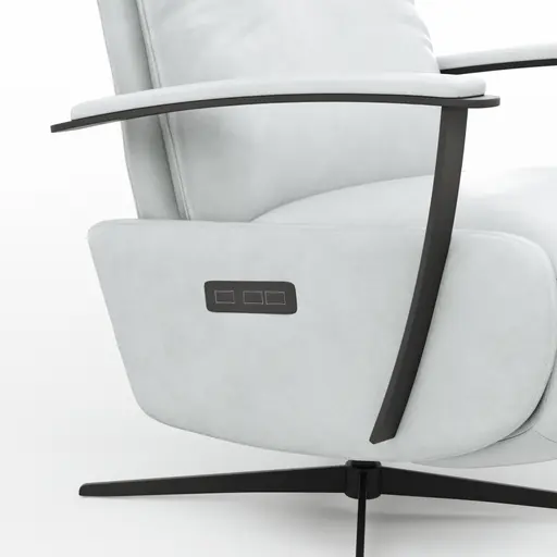 TV-Sessel Lima - Größe M, Relaxfunktion motorisch, Leder, Eisblau