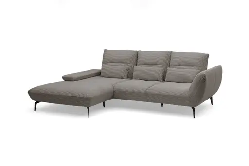 Ecksofa PAYTON - Ecke links, 2-Sitzer inkl. Rückenneigung, Armteilverstellung, Stoff, Taupe