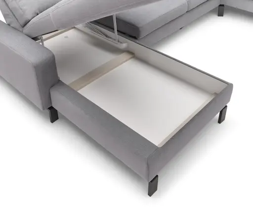 Wohnlandschaft CALM - Longchair links, 2-Sitzer, inkl. Schlaffunktion, Ecke rechts, Microfaser, Hellblau