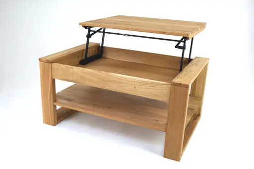 Couchtisch - höhenverstellbar, LB ca. 100x65 cm, Eiche massiv geölt