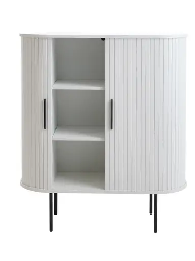 Highboard - B ca. 100 cm, Eiche Furnier, Weiß