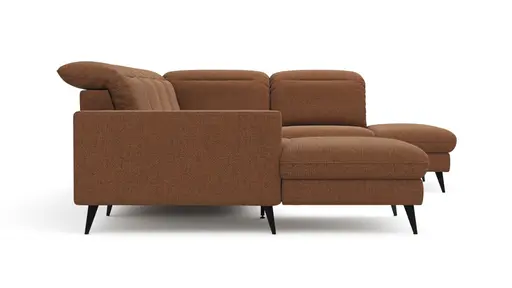 Wohnlandschaft Alegria - Longchair links mit 2,5-Sitzer und Ecke rechts inkl. Kopfteil/ Sitztiefe verstellbar, Stoff, Kurkuma