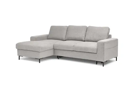 Ecksofa - Longchair links mit 2-Sitzer, Stoff, Silbergrau