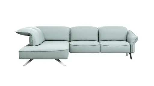 Ecksofa Bormio - Ecksofa links mit 2,5-Sitzer inklusive Fußteilverstellung motorisch, Sitztiefen und Kopfteilverstellung, Leder, Jade