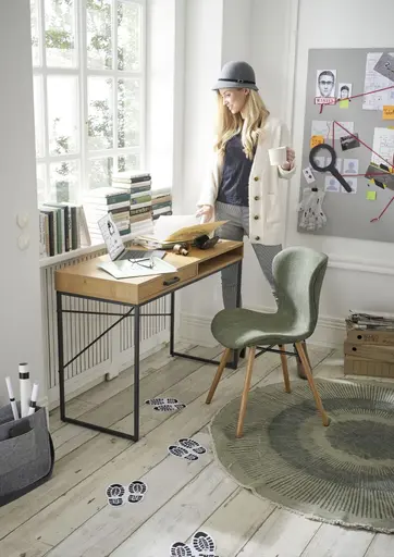 Konsol-/Homeoffice-Tisch - Wildeiche Nachbildung, Metall schwarz