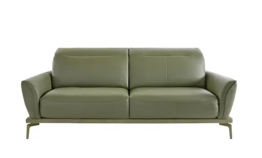 Sofa Amadena - 2,5-Sitzer inkl. Kopfteil verstellbar, Leder, Olive