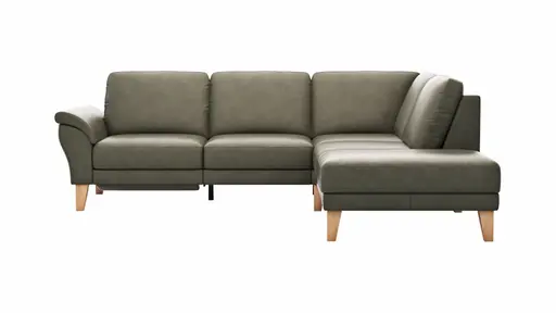 Ecksofa Rockport A - 2,5-Sitzer mit Ecke rechts inkl. Relaxfunktion (motorisch), Leder, Dunkelgrau