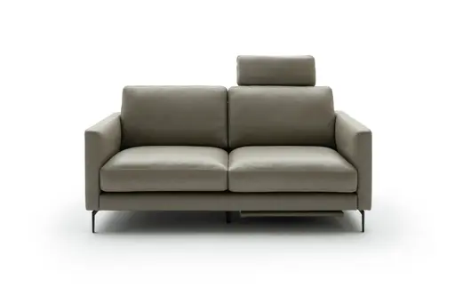 Sofa Cuneo - 2-Sitzer, Leder, Graubraun, Relaxfunktion, motorisch