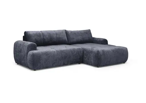 Ecksofa - 2-Sitzer mit Longchair rechts, Stoff, Dunkelblau