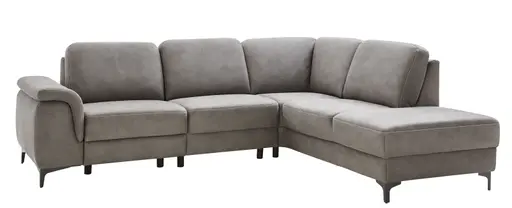 Ecksofa Merlos - 2-Sitzer mit Ecke rechts inkl. Sitzvorzug (motorisch), Stoff, Anthrazit