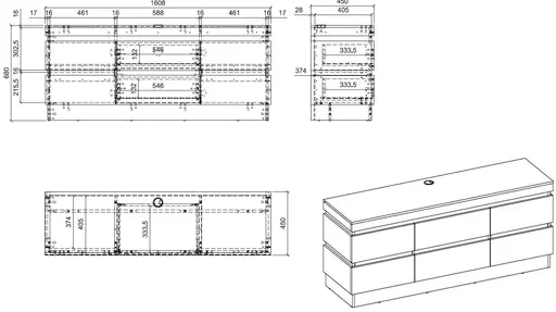 TV-Board- Eiche Dekor, Dunkelgrau