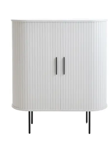 Highboard - B ca. 100 cm, Eiche Furnier, Weiß