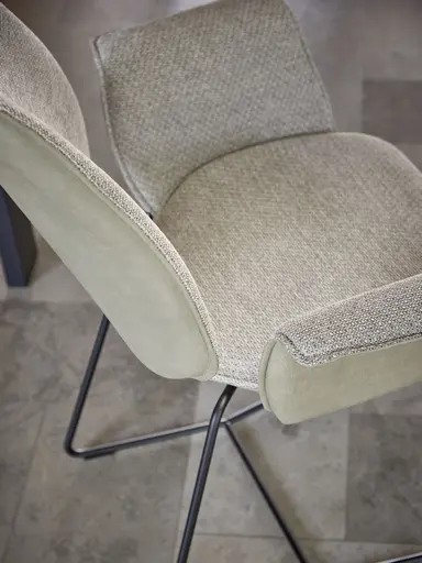 Armlehnstuhl Penthouse - Stoff, Hellgrau, Leder, Steingrau, Kufen, Anthrazit