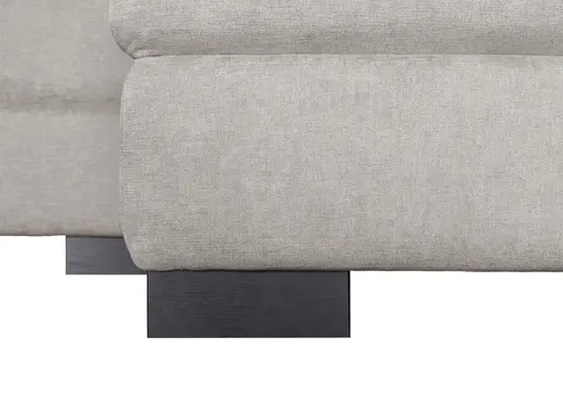 Ecksofa - 2-Sitzer mit Longchair rechts, Schlaffunktion mit Bettkasten, Stoff, Sand