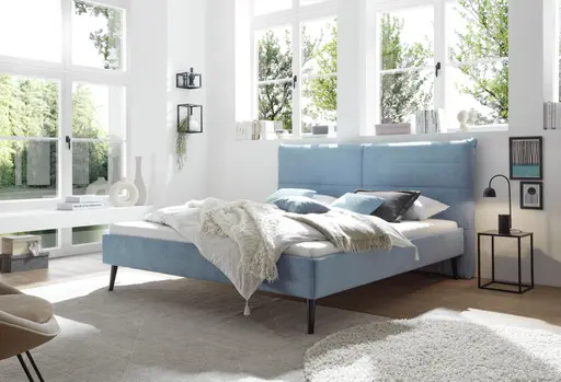 Polsterbett - Liegefläche ca. 180x200 cm, Stoff, Hellblau