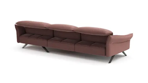 Ecksofa Bormio - 3-Sitzer mit Longchair rechts inklusive Relaxfunktion (motorisch), Stoff, Pfirsich