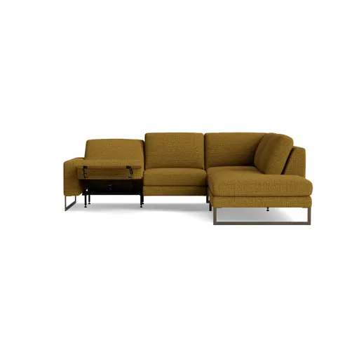 Ecksofa Enna - 2,5-Sitzer mit Ecke rechts inkl. motorischer Relaxfunktion, Stoff, Senfgelb