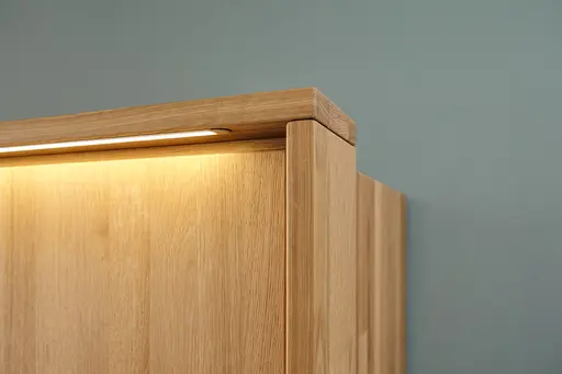 Drehtürenschrank Scottsdale - inkl. Passepartout und Beleuchtung, B ca. 257cm, Wildeiche massiv