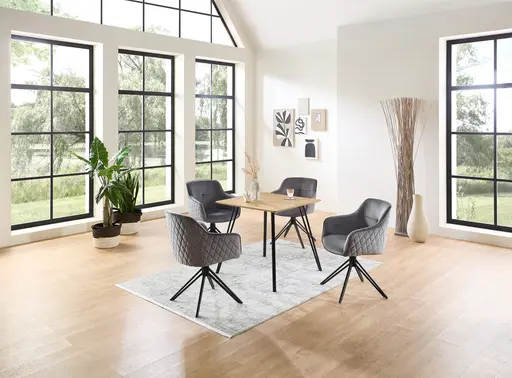 Armlehnstuhl - drehbar, Samt, Grau