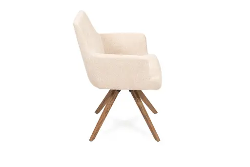 Armlehnstuhl - drehbar, Stoff, Beige