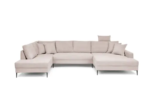 Wohnlandschaft - Ecke links, 2-Sitzer, Longchair rechts, Stoff, Rosa