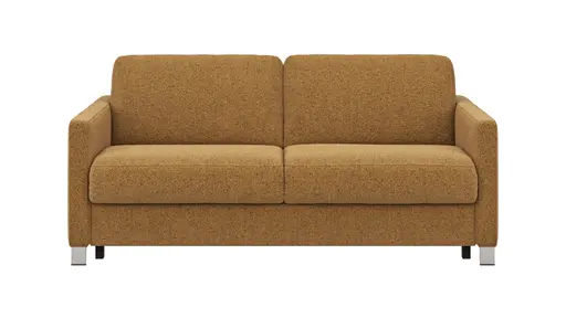 Sofa Nuoro - 2,5-Sitzer inkl. Schlaffunktion, Armlehne schmal, Stoff, Cognac