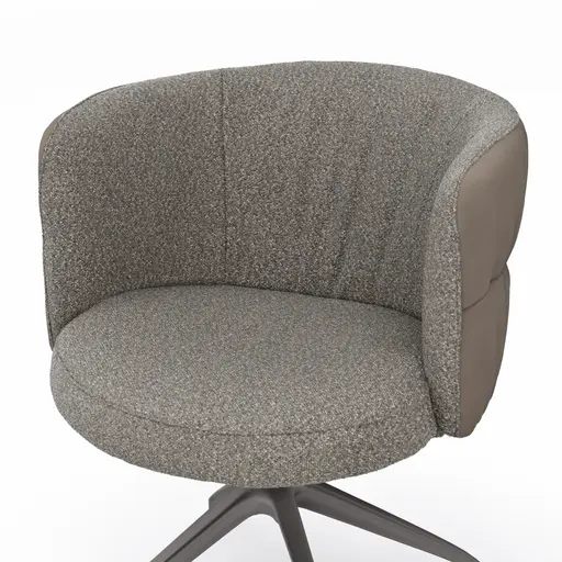 Armlehnstuhl Milana - drehbar, Leder Grau, Stoff Graubraun