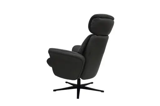 TV-Sessel MIO mit Hocker - drehbar, Kopfteilverstellung, Leder, Dunkelgrau
