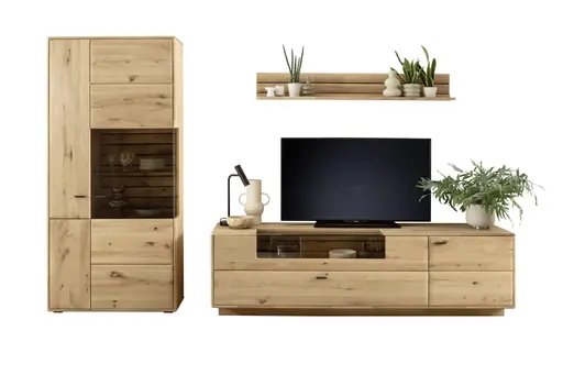 Wohnwand - Balkeneiche massiv