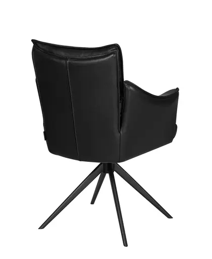 Armlehnstuhl MARIT - drehbar, Leder, Schwarz