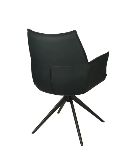 Armlehnstuhl MELE - drehbar, Leder, Schwarz