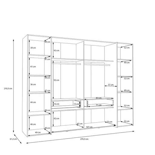  Schwebe-/Drehtürenschrank FAHDA- B ca. 270 cm, Sand