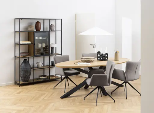 Armlehnstuhl AYLA - Stoff, Hellbraun