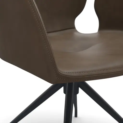 Armlehnstuhl Saltino - drehbar, Leder, Dunkelbraun