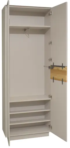 Garderobenschrank - mit Beleuchtung, B ca. 72 cm, Kaschmir, Eiche massiv