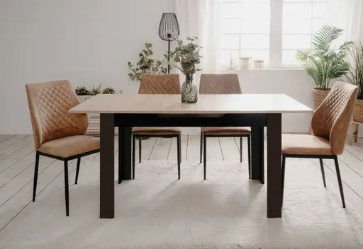 Esstisch - ausziehbar, LB ca. 125x80 cm, Artisan Eiche Nachbildung, Schwarz