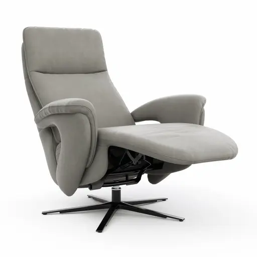 Sessel Tulsa Relax - Größe L, inkl. Kopf-/Fußteil/Rückenlehne verstellbar, Leder, Graubeige