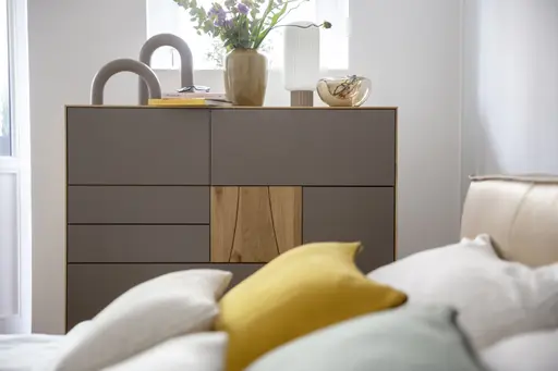 Highboard Mileto - BHT ca. 136x118x35 cm, MDF Steingrau, Naturdesign