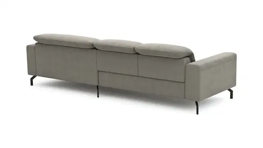 Ecksofa Rockport B - 2,5-Sitzer mit Longchair rechts inkl. Kopfteil verstellbar und Sitztiefe verstellbar (motorisch), Stoff, Khaki